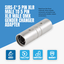 Load image into Gallery viewer, SIRS-E 5 Pin XLR Male to 5 Pin XLR Male DMX Gender Changer Adapter 70023 for ENTTEC Interfaces, DMX Controllers and Cables (Pack of 5)
