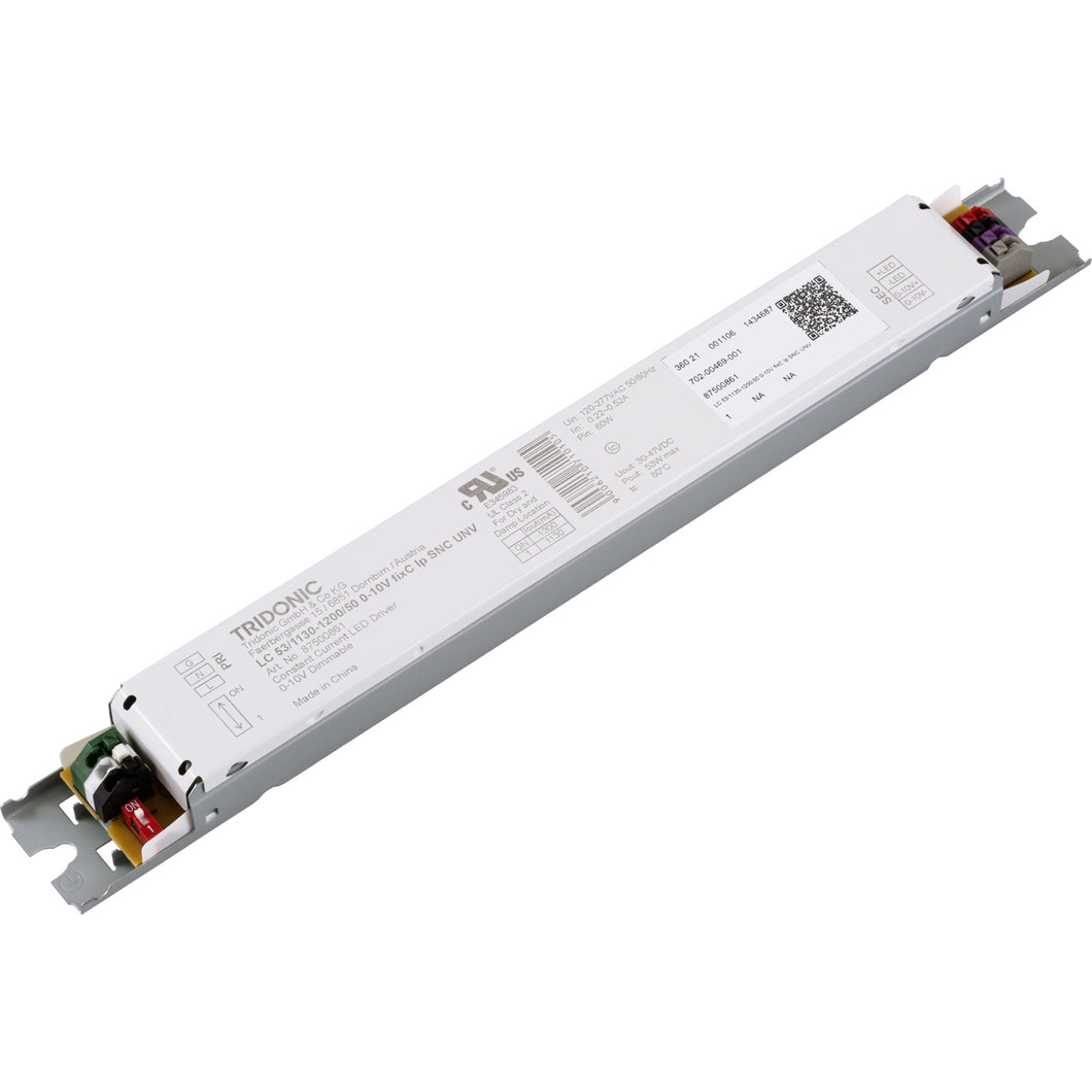 Tridonic Linear Essence Series 53 Watts Constant Current LED Driver, 0-10V Dimmable LC 53/1130–1200/50 0-10V fixC lp SNC UNV (87500861)