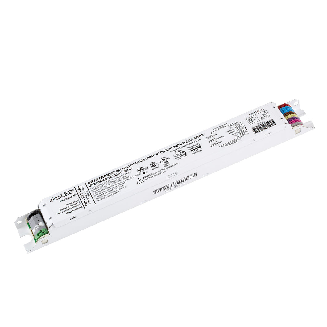 eldoLED *2743X5 OPTOTRONIC 30W Constant Current  0-10V Dimmable LED Driver, Programmable Linear OTi 30/120-277/1A0 DIM-1 L AUX G2 (Osram 57454)