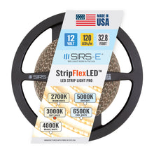 Load image into Gallery viewer, SIRS-E White LED Strip Lights, StripFlexLED Professional Grade Flexible Tape, 12V 120 LEDs/m for Versatile Lighting, Made in USA, UL Listed
