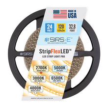 Load image into Gallery viewer, SIRS-E White LED Strip Lights, StripFlexLED Professional Grade Flexible Tape, 24V 120 LEDs/m for Versatile Lighting, Made in USA, UL Listed
