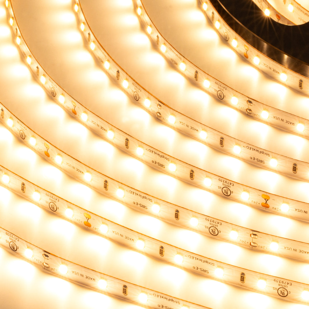 SIRS-E White LED Strip Lights, StripFlexLED Professional Grade Flexible Tape, 24V 60 LEDs/m for Versatile Lighting, Made in USA, UL Listed