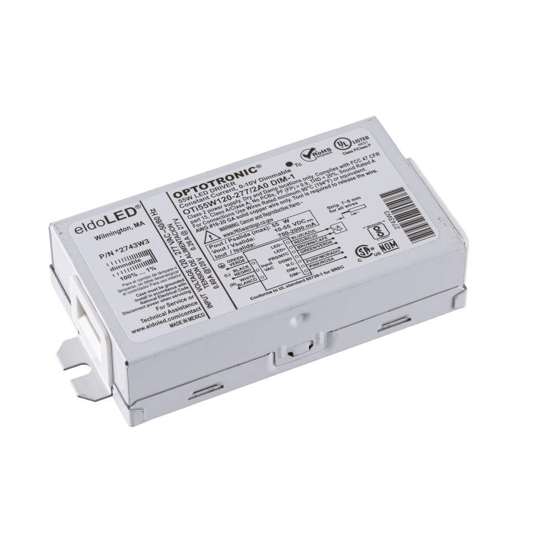 eldoLED *2743W3 OPTOTRONIC  55W Constant Current 0-10V Dimmable LED Driver, Programmable Compact OTi55W/120-277/2A0/DIM-1  (Osram 57355)