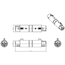 Load image into Gallery viewer, SIRS-E 3 Pin XLR Female to 3 Pin XLR Female DMX Gender Changer Adapter 30034 for ENTTEC Interfaces, DMX Controllers and Cables (Pack of 5)
