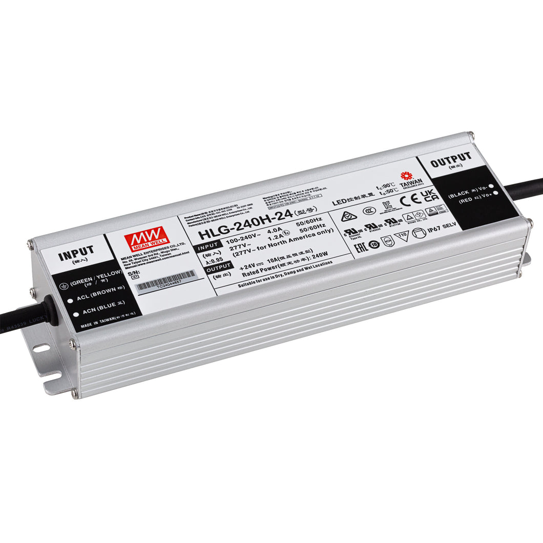 Mean Well HLG-240H-24 240W 24V DC Switching Power Supply / LED Driver - Dual Mode CV + CC Output