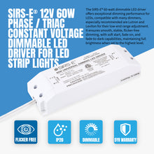 Load image into Gallery viewer, SIRS-E 12V 60W Phase / TRIAC Constant Voltage Dimmable LED Driver for LED Strip Lights, with Removable AC Cord, White
