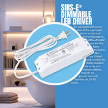 Load image into Gallery viewer, SIRS-E 12V 60W Phase / TRIAC Constant Voltage Dimmable LED Driver for LED Strip Lights, with Removable AC Cord, White
