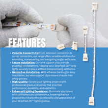 Load image into Gallery viewer, SIRS-E StripLock &amp; Wire Support Clips for StripFlexLED and Compatible 8mm LED Strip Lights
