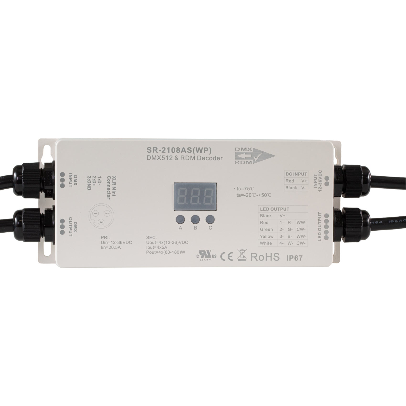 Waterproof 4 Channel DMX-RGB-W LED Decoder