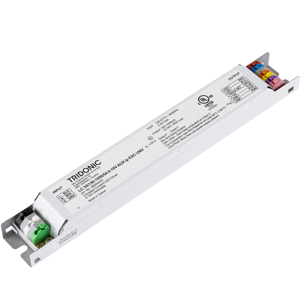 Tridonic Linear Excite USB Series 35 Watts Constant Current LED Driver, 0-10V Dimmable LC 35/150–1050/54 0-10V AUX lp EXC UNV (28004443)