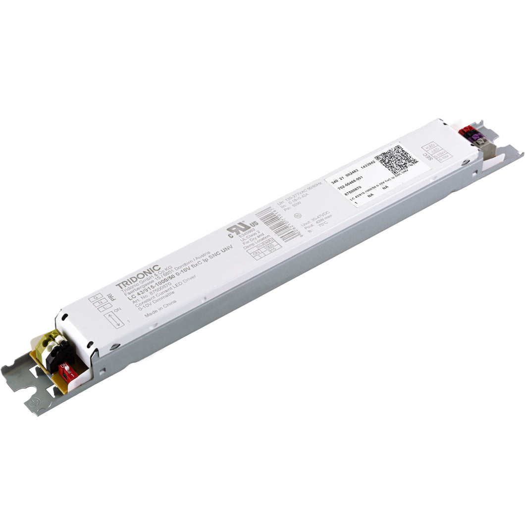Tridonic Linear Essence Series 43 Watts Constant Current LED Driver, 0-10V Dimmable LC 43/915–1000/50 0-10V fixC lp SNC UNV (87500870)