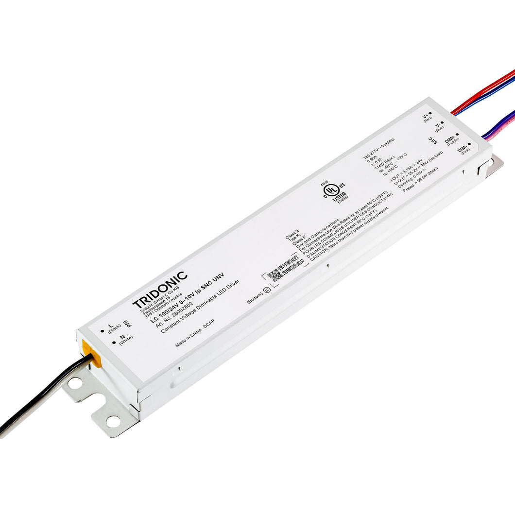 Tridonic Essence Series 24V DC 100 Watts Constant Voltage LED Driver, 0-10V Dimmable LC 100/24V 0-10V lp SNC UNV (28002852)
