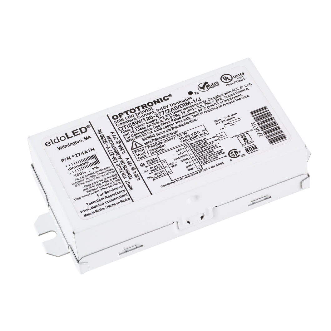 eldoLED *274A1N OPTOTRONIC 55W Constant Current 0-10V Dimmable LED Driver, Programmable Compact OTi55W/120-277/2A0/DIM-1/J (Osram 57356)