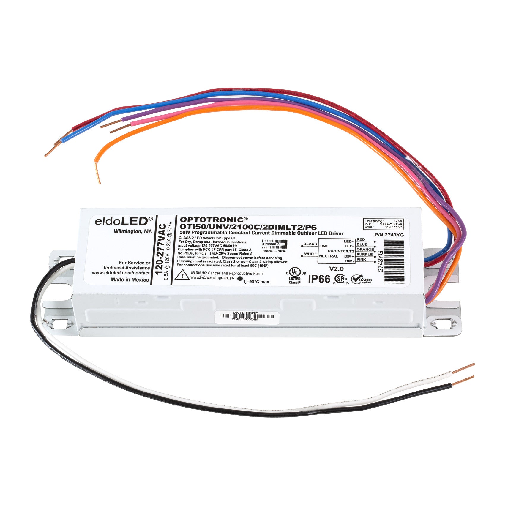eldoLED *2743YG OPTOTRONIC 50W Constant Current 0-10V Dimmable LED