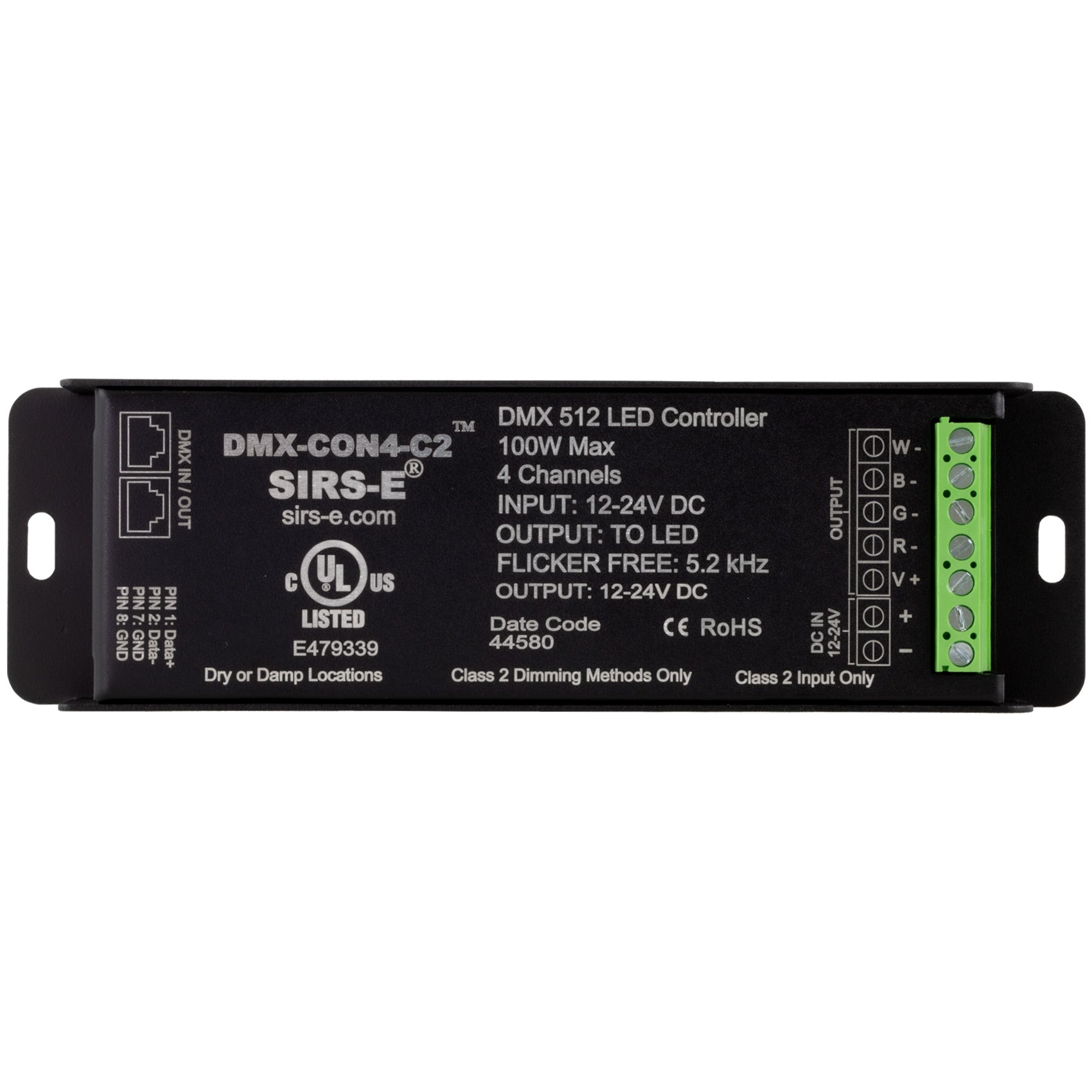 SIRS-E DMX-CON4-C2 LED Decoder Channel RGBW Controller, 12-24V DC, 1 sirs-e.us