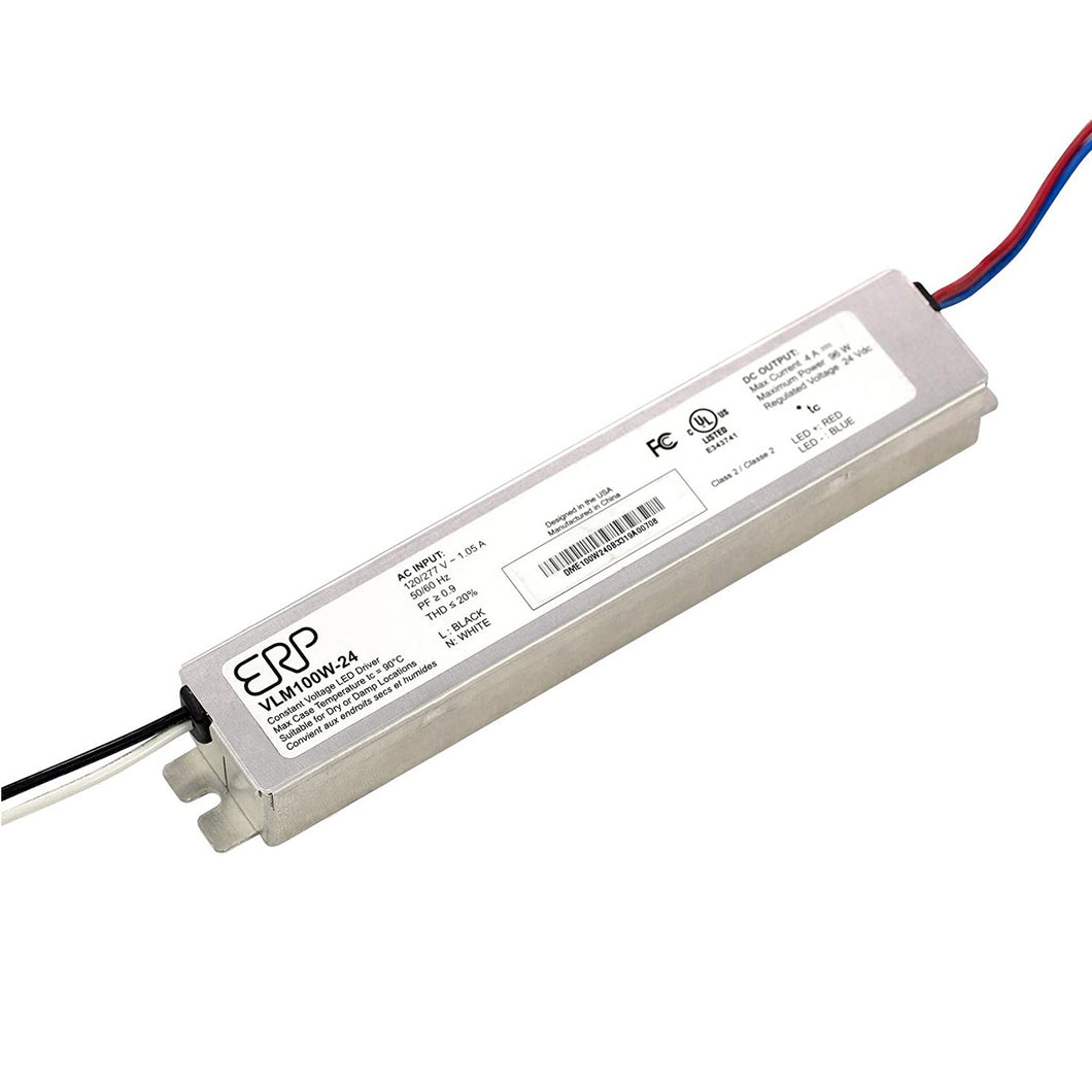 ERP VLM100W-24 Constant Voltage DC Power Compact LED Driver 24V 4A 96W UL Class P for LED Lights and Lighting