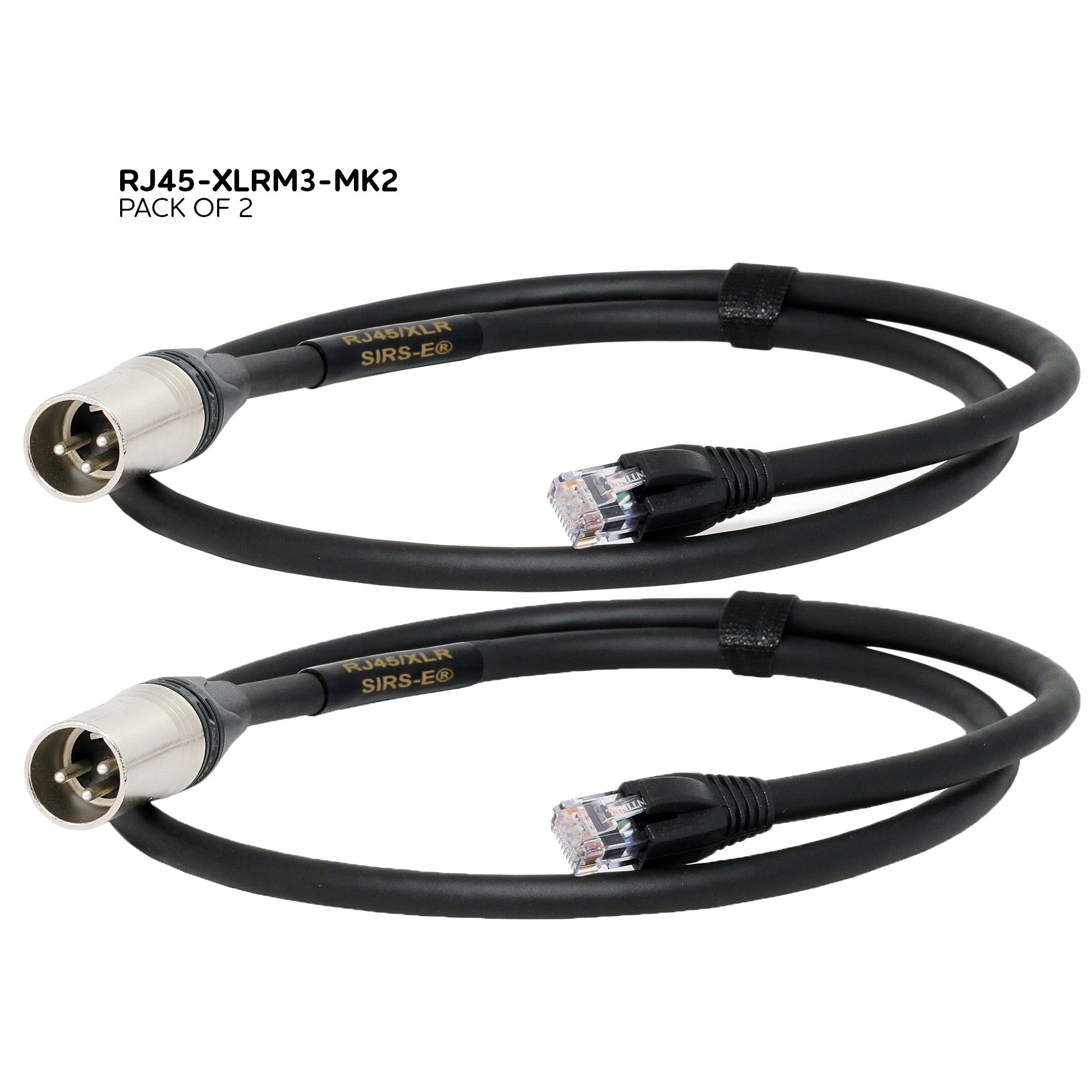 Pack of 2 - SIRS-E Heavy Duty RJ45 to XLR 3ft DMX Cable Adapter for DM –