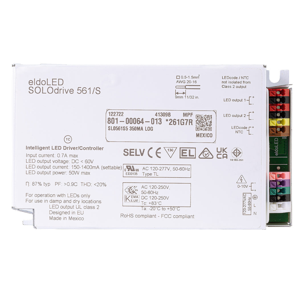 eldoLED SOLOdrive 561/S 50W 'Dim to Dark' Constant Current 0-10V Dimmable LED Driver