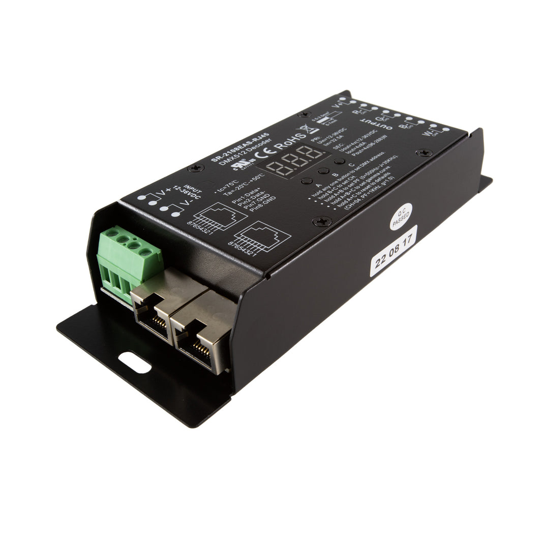 SIRS-E LED DMX RDM Decoder 4 Channel RGB & RGBW Controller 8A/CH, 12-36V DC, 384-1152W, UL Recognized