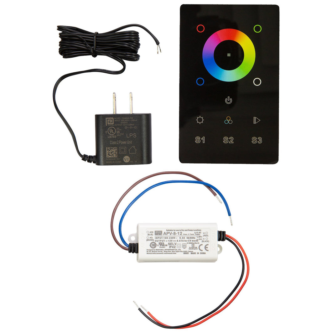 SIRS-E RGB & RGBW LED Touch DMX Wall Mount Controller Kit - Black