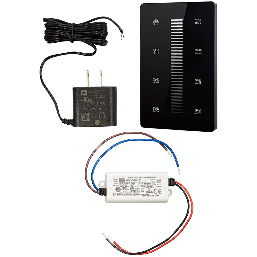 SIRS-E White & Single Color LED Touch DMX Wall Mount Controller Kit - Black