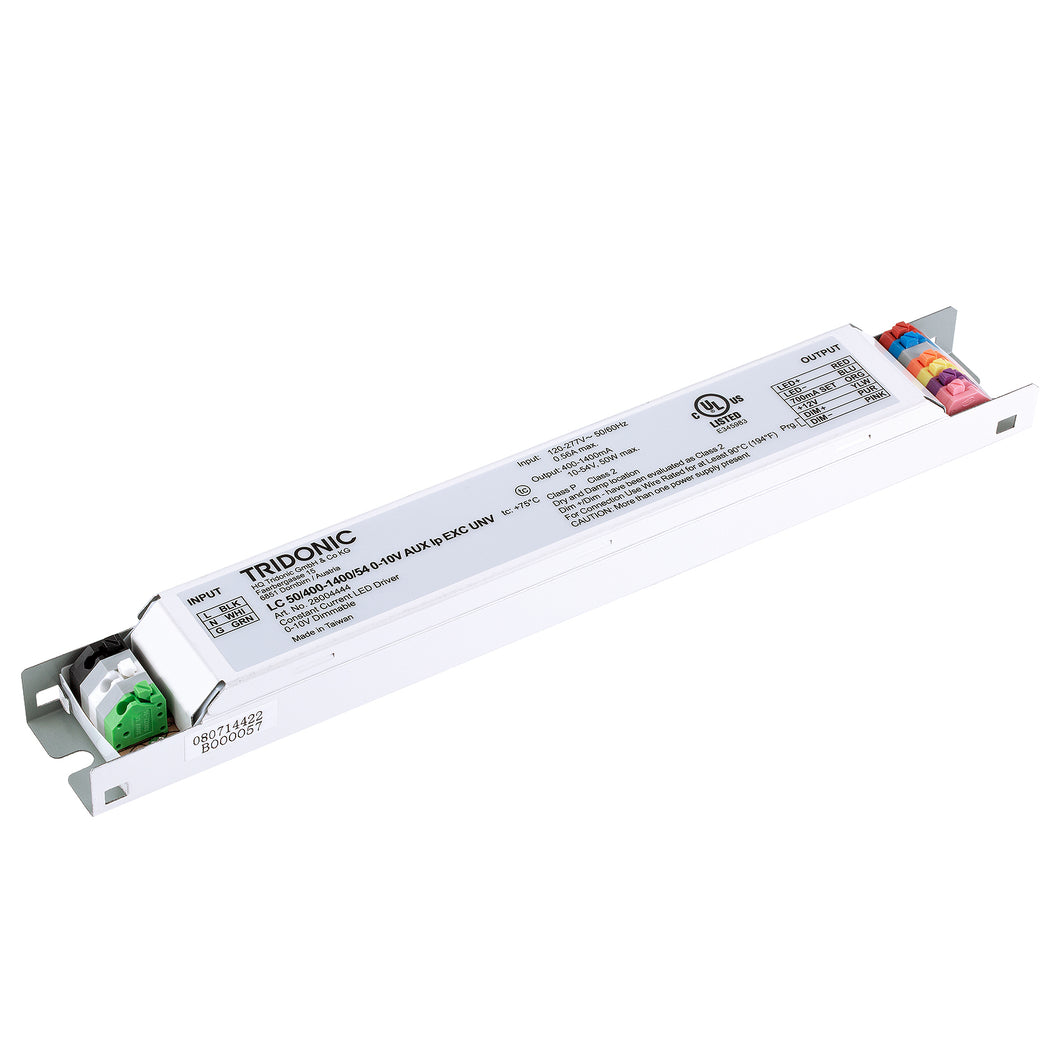 Tridonic Linear Excite USB Series 50 Watts Constant Current LED Driver, 0-10V Dimmable LC 50/400-1400/54 0-10V AUX lp EXC UNV (28004444)