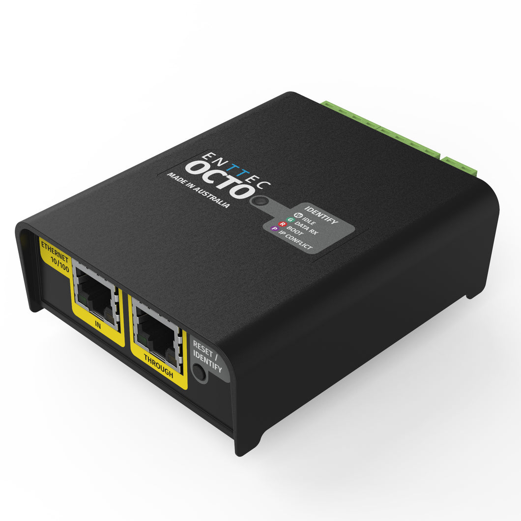 Enttec OCTO Mk2 71521 8 Universe DIN Rail eDMX LED Pixel Converter & Controller - DMX Over Ethernet