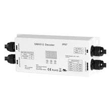 Load image into Gallery viewer, SIRS-E LED DMX Waterproof Decoder 4 Channel RGB &amp; RGBW Controller 5A/CH, 12-36V DC, 240-720W, UL Recognized
