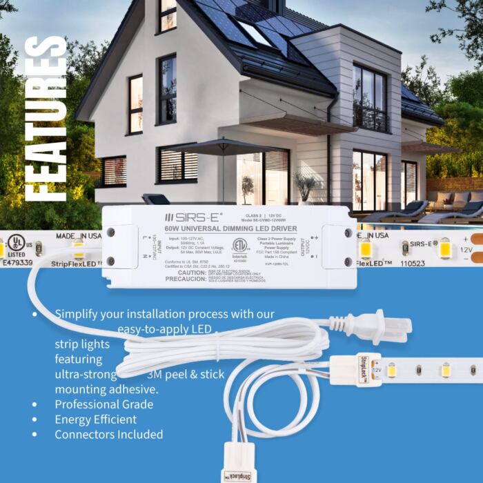 Made in USA White LED Strip Kit with Driver – 12V, UL Listed - SIRS-E ...