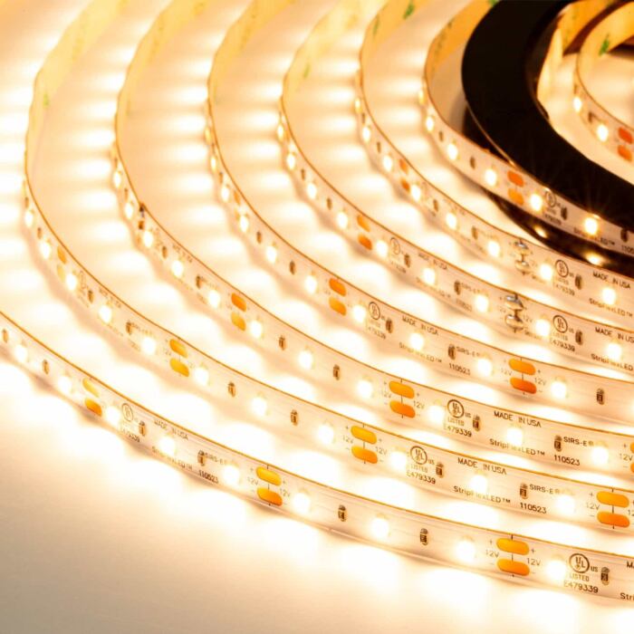 SIRS-E StripFlexLED White LED Strip Kit, 12V 60 LEDs/m with 60W Dimmable Driver, Made in USA, UL Listed