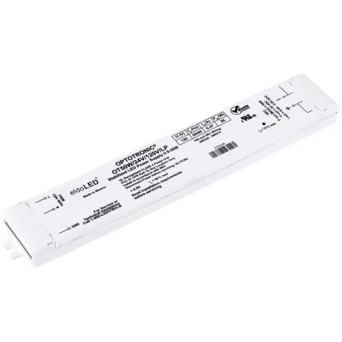 eldoLED *2743UR OPTOTRONIC 24V DC 50W Constant Voltage Non-Dimmable LED Driver, OT50W/24/120V/LP (Osram 51598)