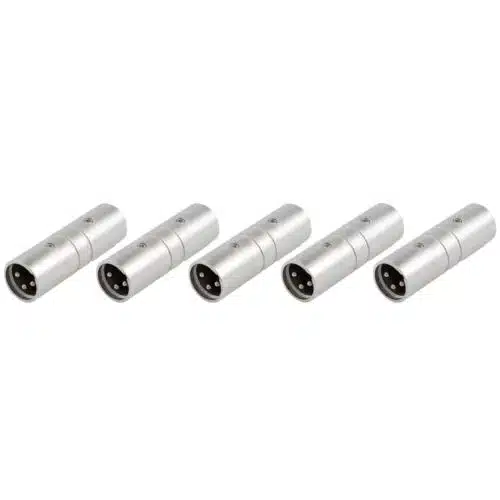 SIRS-E 3 Pin XLR Male to Male Gender Changer Adapter 30023, for DMX Lighting, Pro Audio and Cables (Pack of 5)