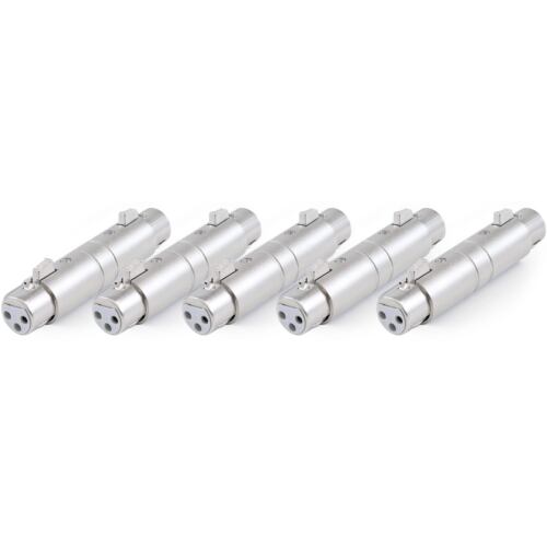 SIRS-E 3 Pin XLR Female to 3 Pin XLR Female Gender Changer Adapter 30034, for DMX Lighting and Pro Audio Cables (Pack of 5)