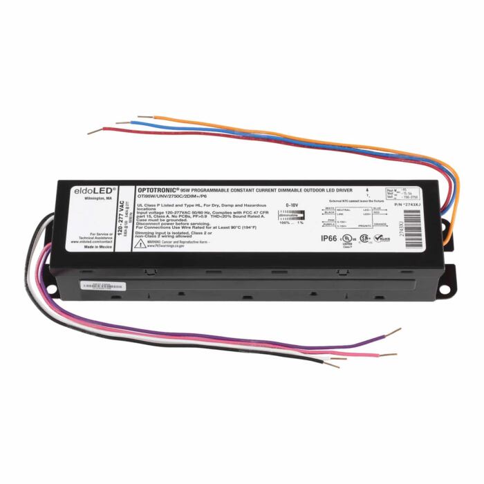 eldoLED *2743XJ OPTOTRONIC 95W Constant Current 0-10V Dimmable LED Driver, Programmable Outdoor OTi95W/UNV/2750C/2DIM+/P6 (Osram 57509)