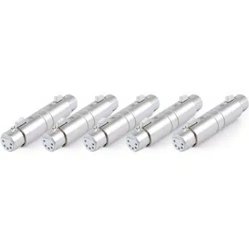 SIRS-E 5 Pin XLR Female to 5 Pin XLR Female DMX Gender Changer Adapter 70034 for ENTTEC Interfaces, Controllers and Cables (Pack of 5)