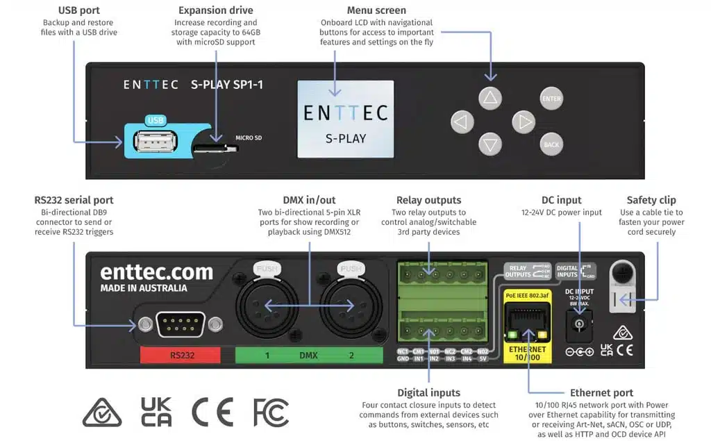 Enttec S-Play SP1-1 70092 Connections