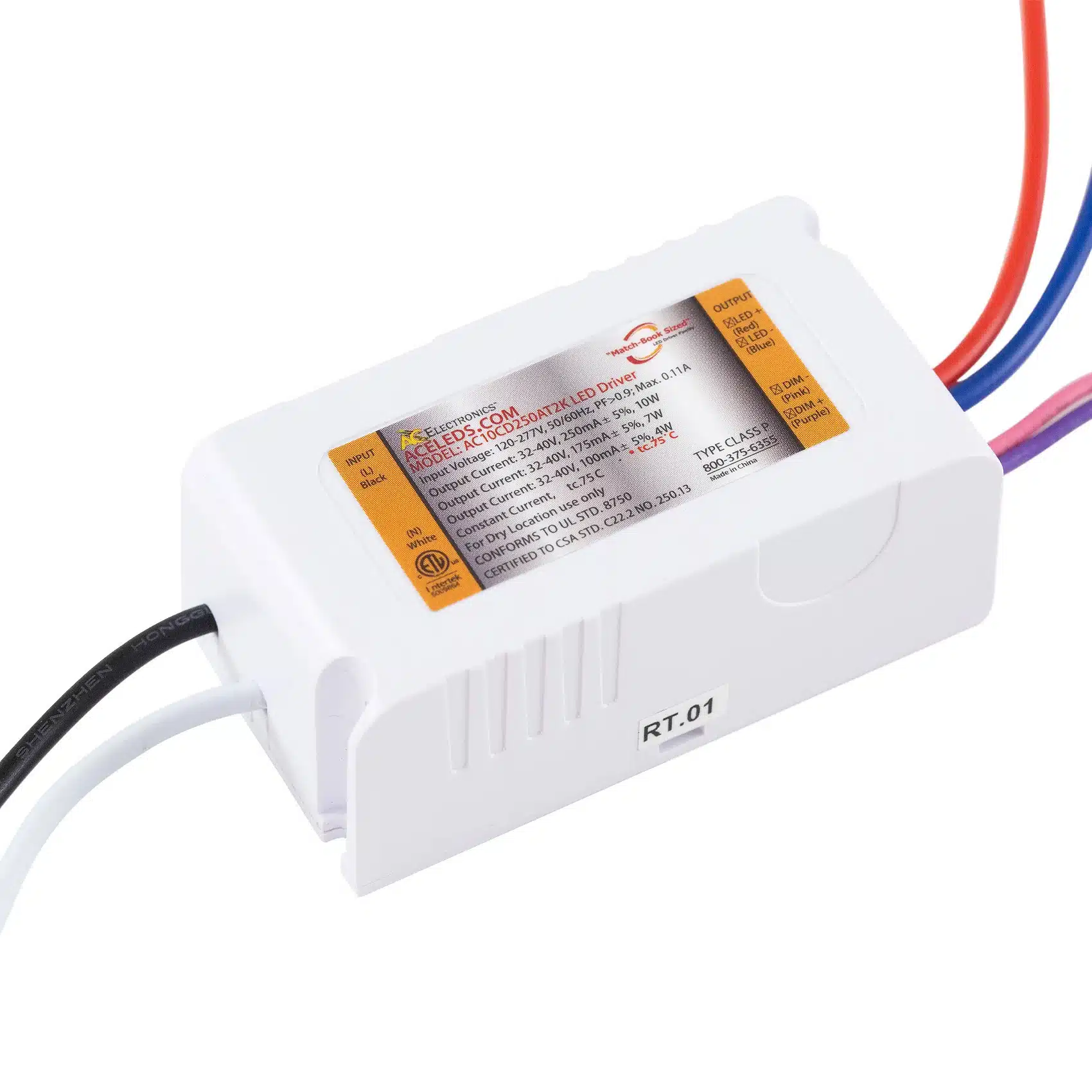 ACE LEDS AC10CD250AT2K 10 Watt 0-10V Dimming Constant Current Match-Book Sized LED Driver