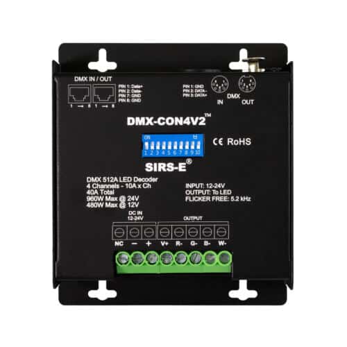 SIRS-E® DMX-CON4V2 LED DMX Decoder 4 Channel Top View