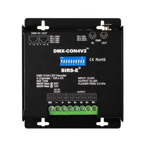 SIRS-E® DMX-CON4V2 LED DMX Decoder 4 Channel Top View