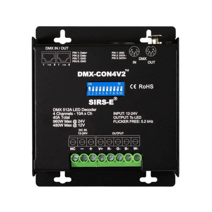 4-Channel LED DMX Decoder RGB & RGBW Controller - SIRS-E