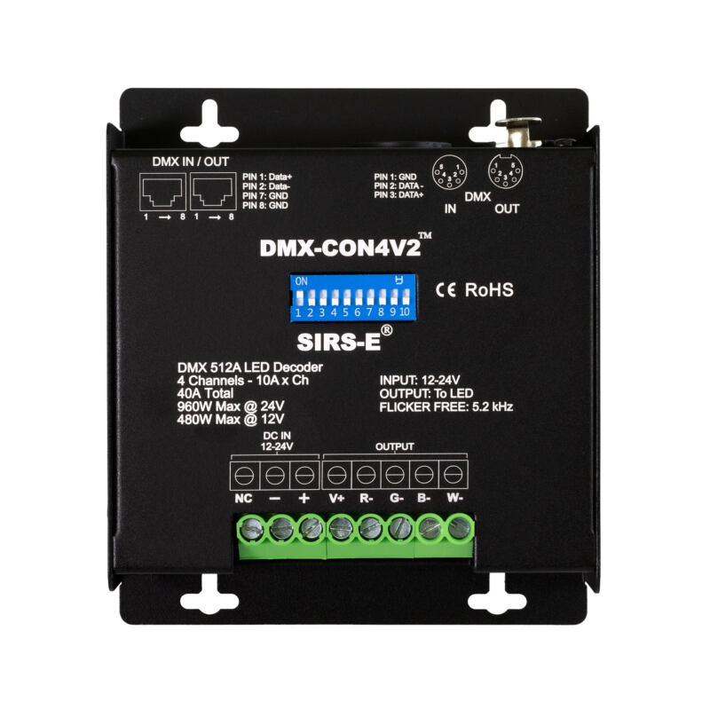 4-Channel LED DMX Decoder RGB & RGBW Controller - SIRS-E® LED Lighting ...