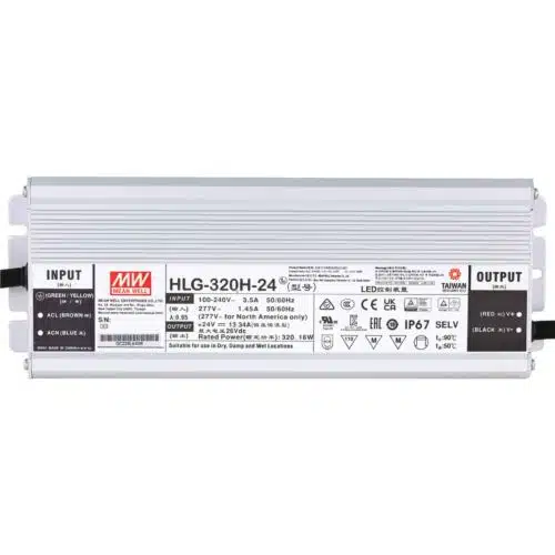 Mean Well HLG-320H-24 320W 24V DC Switching Power Supply / LED Driver - Dual Mode CV + CC Output Top View