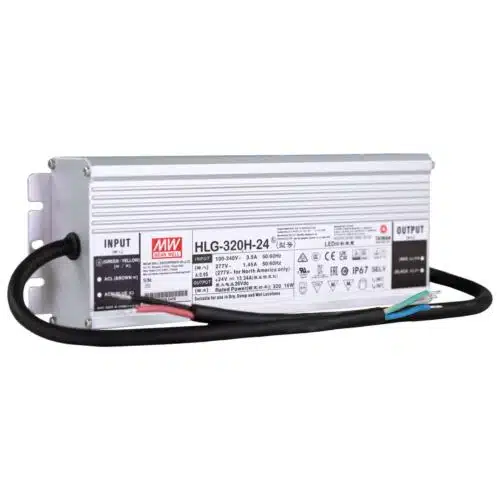 Mean Well HLG-320H-24 320W 24V DC Switching Power Supply / LED Driver - Dual Mode CV + CC Output Side View