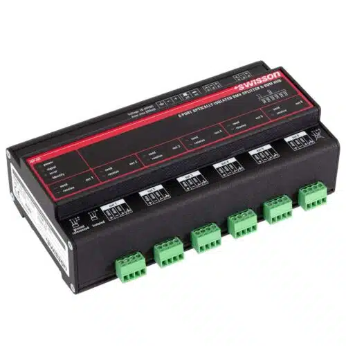 Swisson ISP-6R-TERM ISP DMX RDM Optical Isolated Splitter & Booster, DIN Rail Mountable, 6 Outputs, Terminal