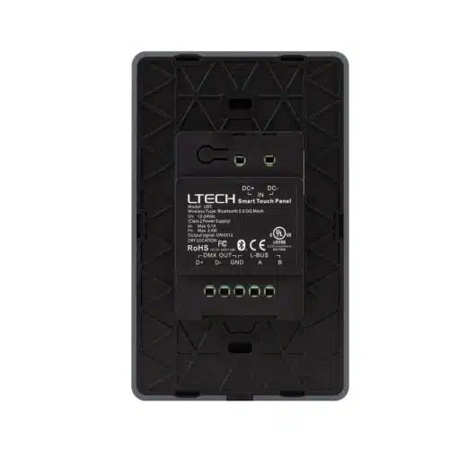 LTech UB5 RGBWY DMX & Bluetooth Programmable Touch Panel Wall Mount LED Lighting Controller Back View