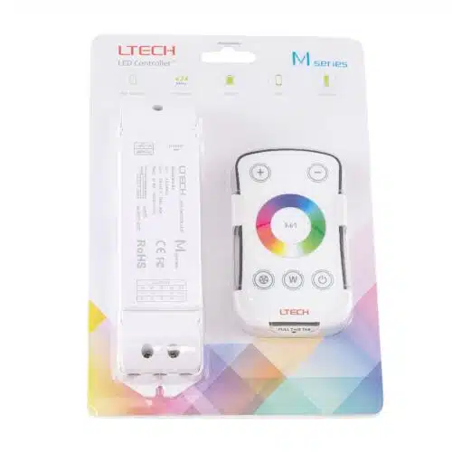 LTech M4+M4-5A LED RF 4 Channel RGBW Wireless Remote & Controller Set Packaging