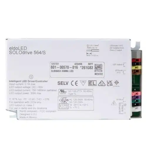 eldoLED SOLOdrive 564/S 50W Constant Current 0-10V Dimmable LED Driver Top View