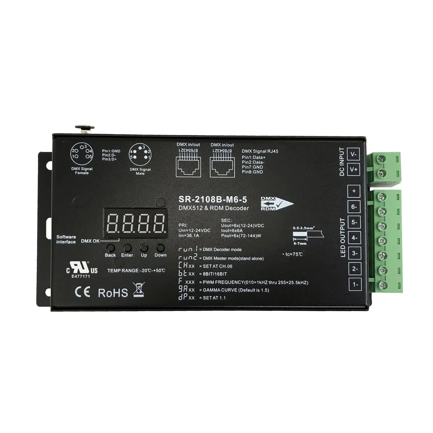 SIRS-E® LED DMX RDM Decoder 6 Channel