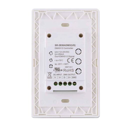 SIRS-E® Single Color White LED Touch DMX Wall Mount Controller - Back