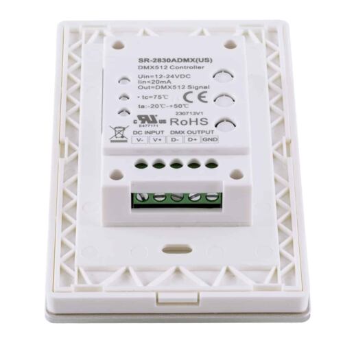 SIRS-E® Single Color White LED Touch DMX Wall Mount Controller - Bottom Connectors